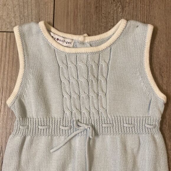 Tommy Hilfiger New Without Tags Knitted Light Blue One Piece Romper Size 6-9 Mos - Picture 2 of 10